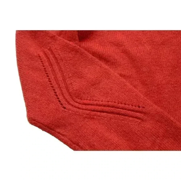 Soft Surroundings Large Burnt Orange Pointelle Knit V-Neck Everest Sweater Knit - Picture 6 of 12